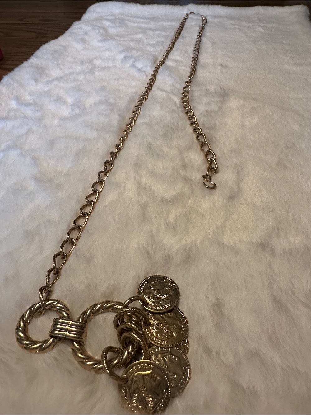 Gold-Tone Coin Charm Chain Belt